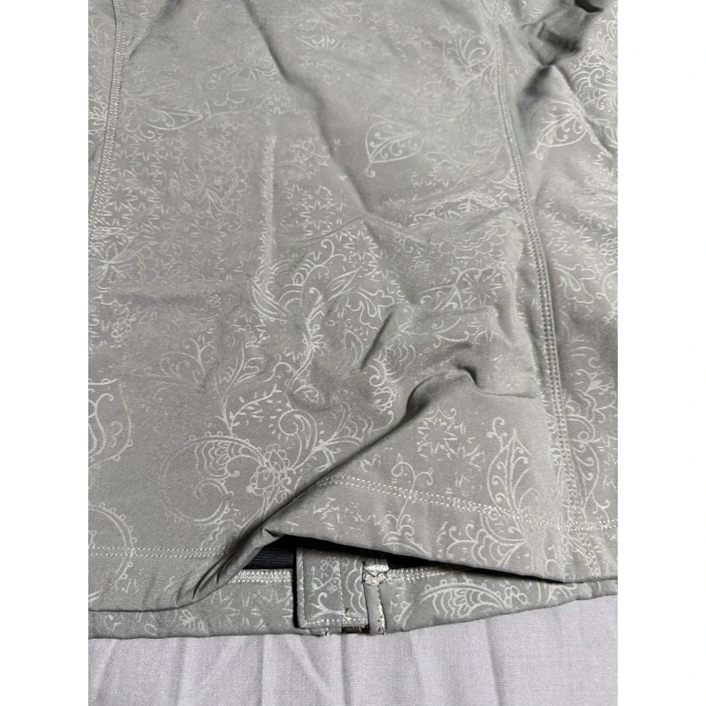 Eddie Bauer Softshell Jacket Womens Medium Grey Good Paisley Floral Full Zip